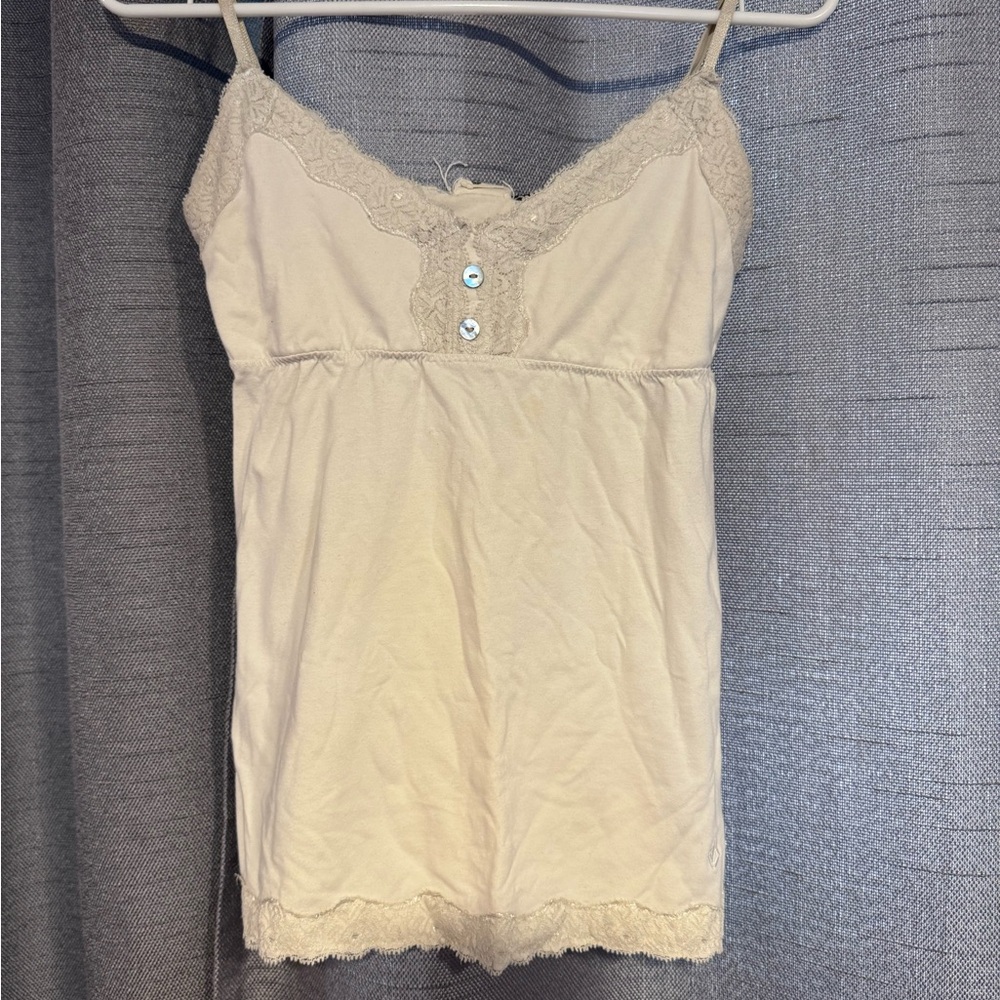 Vintage ‘90s Volcom Beachy Vibes Cream Lace Trim Chemise